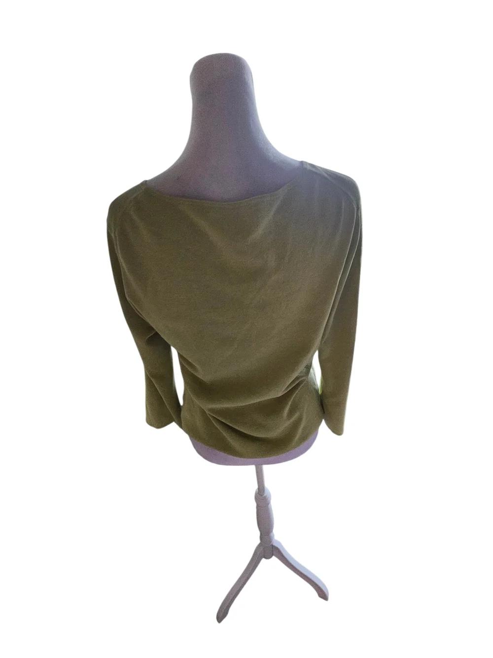 Saks Fifth Avenue long sleeve key hole lime green top Vintage Size Medium - Picture 5 of 6
